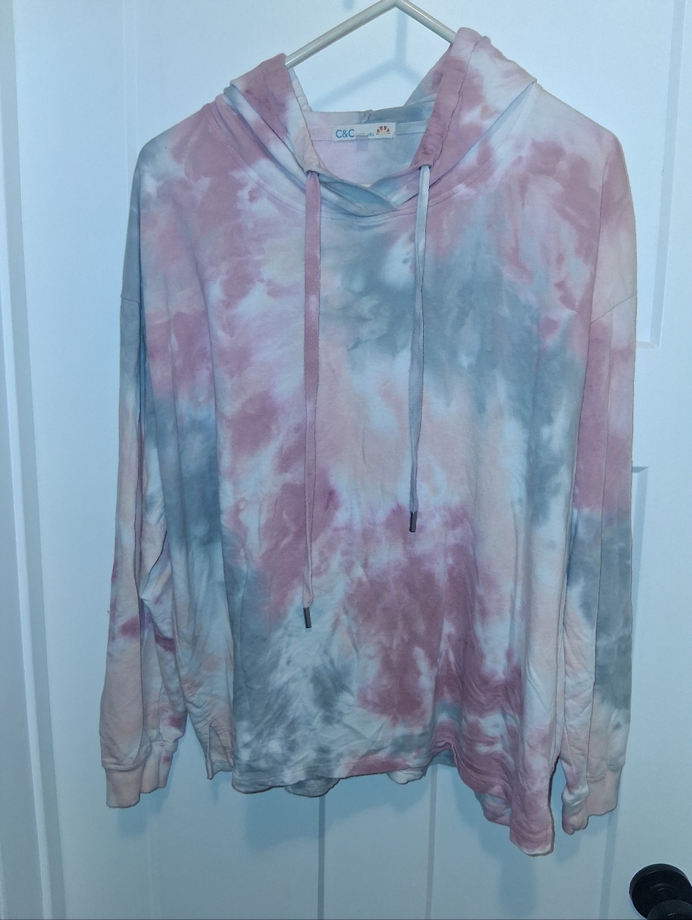 C&C California Pink & Gray Tie-Dye Crewneck Hoodie Size XL